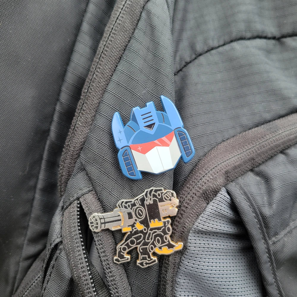 Gummy pin on backpack
